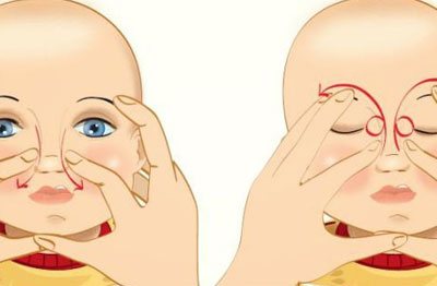 Massage in the nasal area for a child