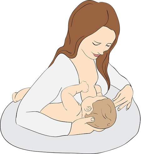 Схематическое изображение, как кормить ребенка грудью