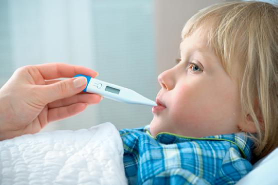 temperature with sore throat in children