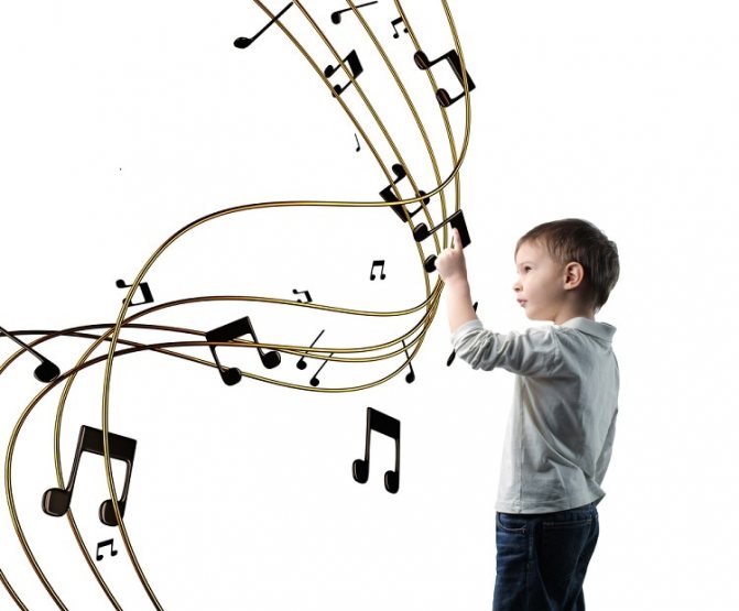 The influence of music on child development - child and visualization of notes